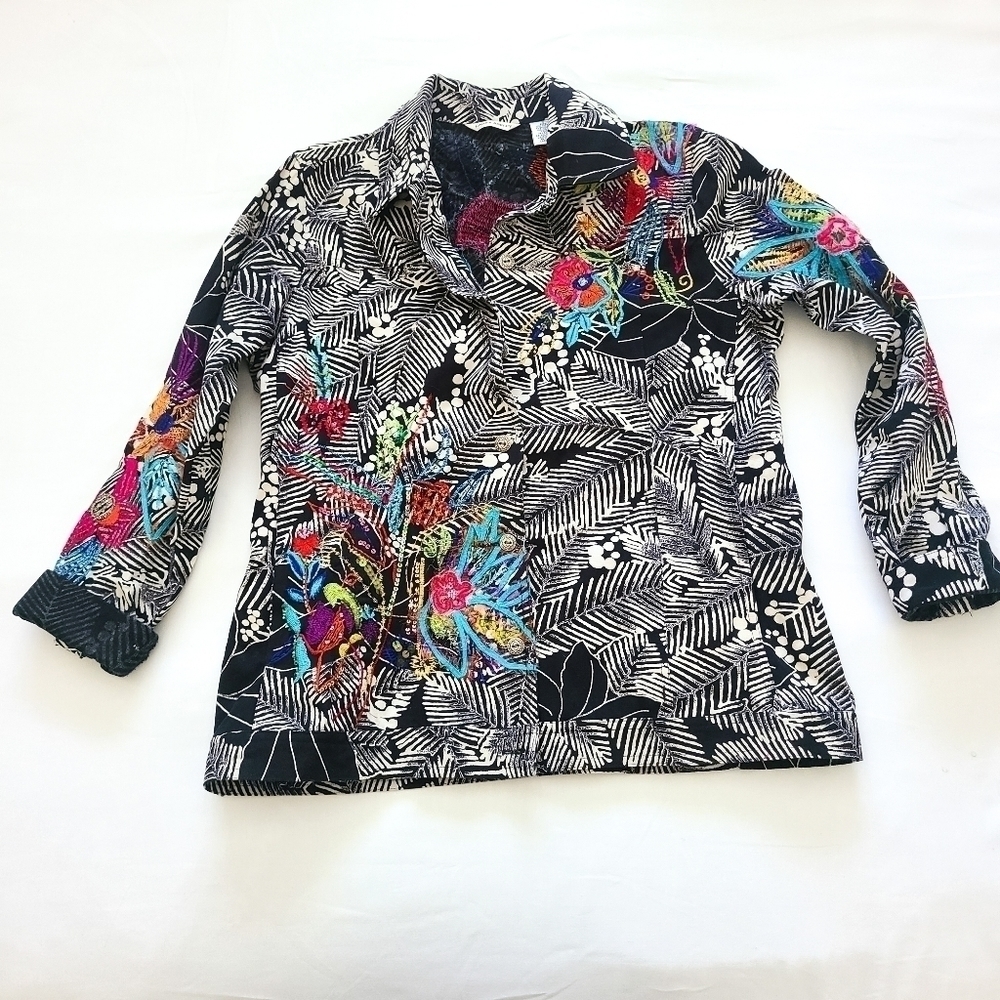 Laura Ashley VTG embroidered Cottagecore Patchwork Artsy Boho Hobo floral jacket